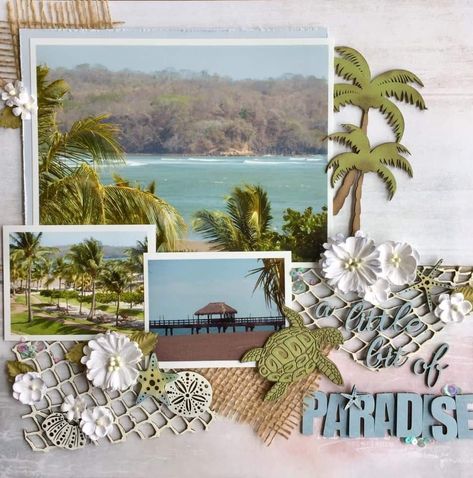 Island Scrapbook Layouts, Tropical Scrapbook Pages, Beach Vacation Scrapbook Ideas, Beach Vacation Scrapbook Layouts, Hawaii Scrapbook Pages, Scrapbook Beach Ideas, Scrapbook Ideas Beach, Mexico Scrapbook Layouts, Tropical Scrapbook Layouts