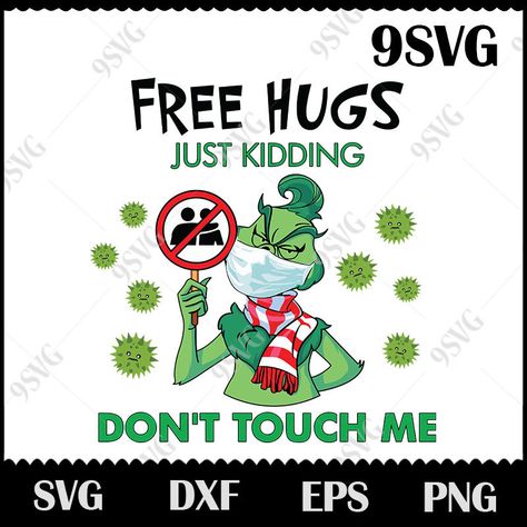 #Chrismas #virus #merrychristmas #thegrinch #christmasgift #freehug #donttouchme Christmas Logo, Sublimation Files, Free Hugs, Dont Touch Me, Christmas Svg Files, Gift Diy, Trending Svg, Cute Poster, The Grinch