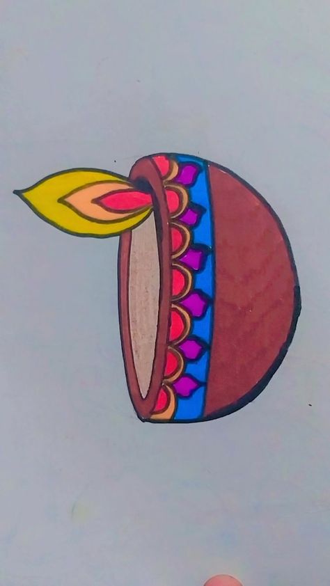 Diya Drawing For Kids, Diya Pic, Drawing For Diwali, Diya Drawing, Pic Drawing, Basic Drawing For Kids, Diwali Ideas, Learn Yoga Poses, Coloring Drawing