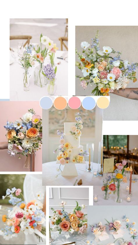 Pastel Wedding Colors, Pastel Wedding Theme, Wedding Theme Color Schemes, Wildflower Wedding Theme, Early Spring Wedding, Wedding Themes Spring, Wedding Color Pallet, Spring Wedding Colors, May Weddings