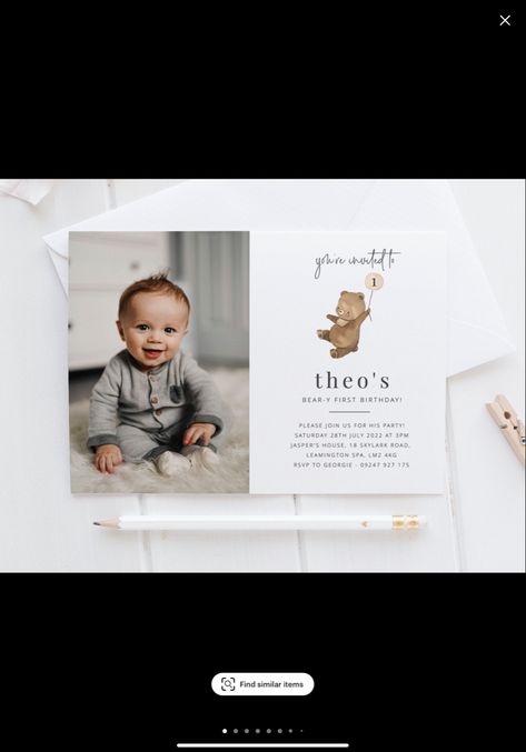 Simple Baby Birthday, Invitation Letter, Leo Birthday, Baby Announcement Cards, Birthday Crafts, Bear Birthday, Boy First Birthday, Baby Birthday, Baby Announcement