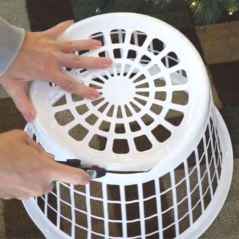 557K views · 566 reactions | Christmas Tree Decorating Hacks | Cut up a Dollar Store laundry basket...(brilliant new Christmas DIY!) | By DIY with Hometalk | Facebook Laundry Basket Christmas Tree Base, Under Christmas Tree Decor Ideas Diy, Tree Basket Christmas, Diy Tree Collar Dollar Store, Laundry Basket Tree Collar Diy, Dollar Store Christmas Crafts Diy Decorations For Home, Dollar Store Diy Christmas Decorations, Holiday Crafts Christmas Diy Gifts, Christmas Tree Basket Base