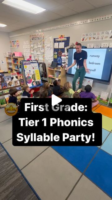 Jake Daggett on Instagram: "Searching for vowels in our syllables during whole group phonics this morning. Our blending drills lately have been focusing more on vowel teams, diphthongs, and r-controlled one-syllable words, so it was fun today to bring in some compound words and find our vowels! • • • #iteach #iteach123 #teacher #teaching #elementaryteacher #teachersofinstagram #teachersfollowteachers #iteach #teaching #firstgrade #teacherpd #classroom#teachingreading #igteachers #teachersofig #kids #education #scienceofreading  #readingteacher #reels #reel #video #video" Syllables Kindergarten, Teaching Syllables, Trick Words, Vowel Team, Compound Words, Reading Teacher, First Grade Reading, Phonemic Awareness, School Reading