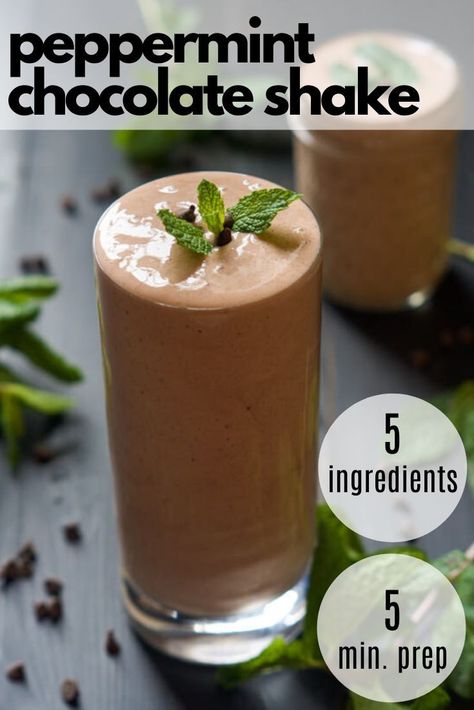 Breakfast Shakes Healthy, Mocha Protein Shake, Easy Protein Shakes, Healthy Chocolate Desserts, Healthy Chocolate Recipes, Chocolate Protein Shakes, Healthy Protein Snacks, Peppermint Patty, Protein Desserts