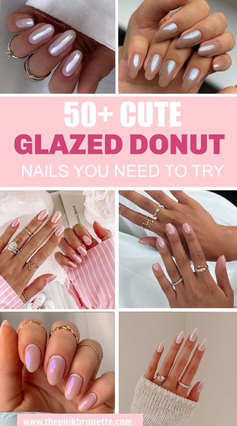 Glazed Donut Nails What To Ask For, Pink Glazed Donut Nails With Design, Glazed Pink Donut Nails, Hailey Bieber Glazed Donut Nails Purple, Pink Donut Glazed Nails, Bubble Bath Glazed Donut Nails, Pink Glazed Donut Nails Short, Glazed Donut Nails Lilac, Glaze Dip Nails