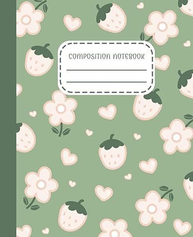 Green Composition Notebook, Green Notebook Cover, Kawaii Flower, Composition Notebook Covers, Book Cover Design Template, Green Notebook, Study Essentials, Notebook Cover Design, Kawaii Illustration