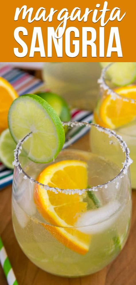 Make a white Margarita Sangria for your next party! This easy cocktail recipe is the perfect combination of a classic margarita and a delicious sangria recipe. via @crazyforcrust Sangria Margarita Recipe, White Margarita, Lemon Lime Margarita, Margarita Sangria, Easy Cocktail Recipe, White Sangria, Easy Cocktail, Sangria Recipe, Classic Margarita