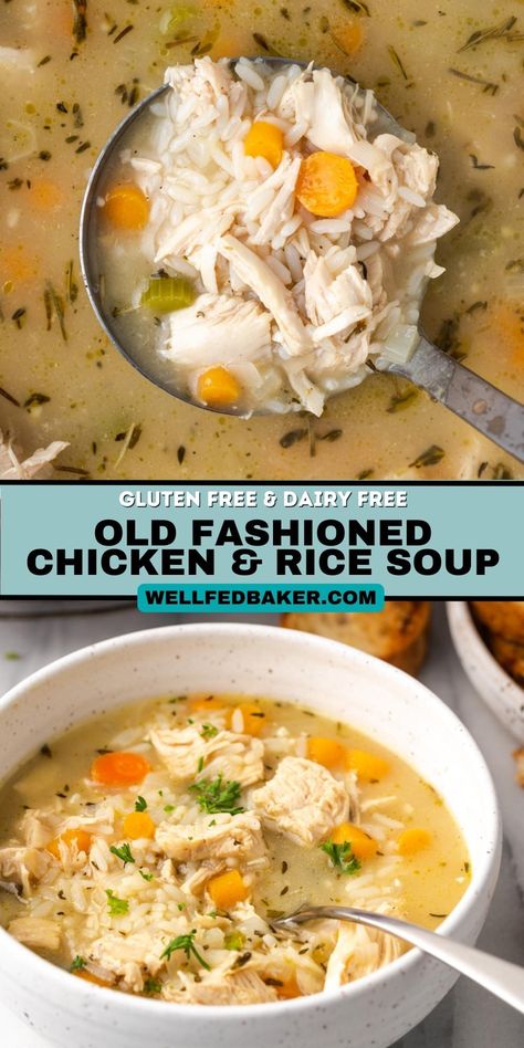 Easy Soup Recipes Non Dairy, Gluten And Dairy Free Soups And Stews, Dairy Free Soups And Stews, Non Dairy Soup Recipes, Gluten Free Chicken And Rice, Dairy Free Soups, Old Fashioned Chicken And Rice, Gluten Free Stew, Soup Recipes Gluten Free