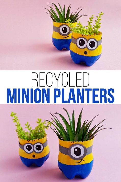 Grow Plants From Seeds, Recycling Projects For Kids, Plastic Bottle Planter, Indoor Herb, Painted Pots Diy, Project For Kids, Diy Flower Pots, Decorated Flower Pots, Diy Jar Crafts