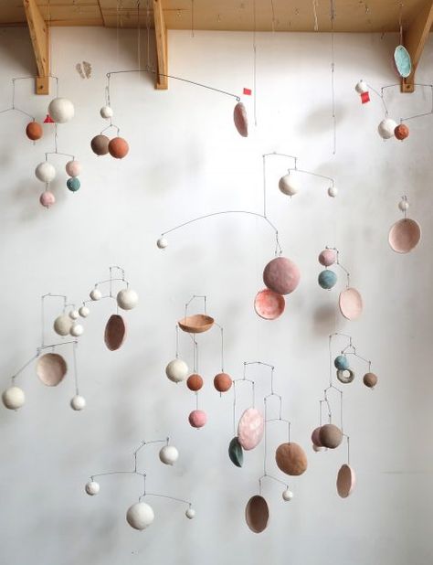 swissmiss | Mobiles by Yuko Nishikawa Ceramic Mobile, Mobiles Art, Handmade Mobile, Mobile Sculpture, Sculptures Céramiques, Kampot, Beads For Sale, Diy Mobile, Mobile Art