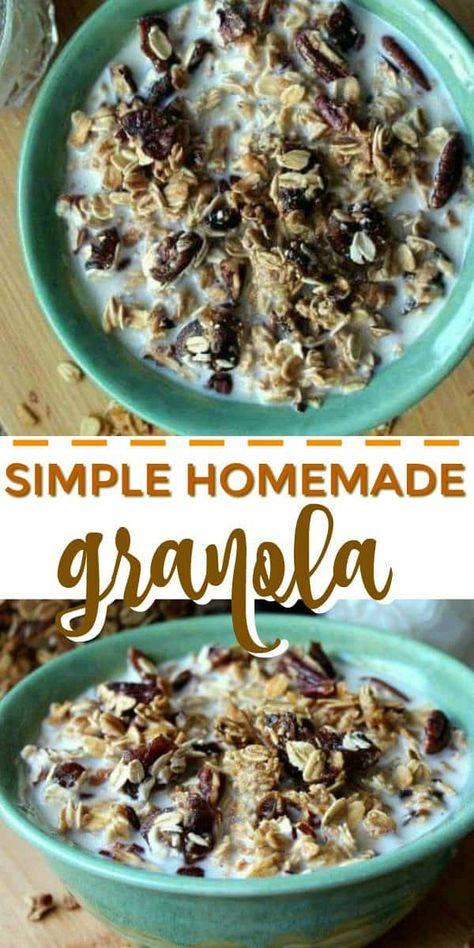 Homemade Granola Cereal, Granola Cereal Recipe, Comforting Breakfast, Good Protein Foods, Easy Homemade Granola, Homemade Granola Healthy, Honey Granola, Vegan Granola, Granola Recipe Homemade