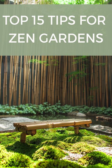 Root yourself in a peaceful, relaxing Zen garden with these 15 tips. Zen Garden Bridge, Wooden Pagoda Garden Ideas, Japanese Garden Inspiration, Zen Garden Ideas Backyard, Japanese Garden Decor Ideas, Bamboo Zen Garden, Zen Backyard Ideas, Japanese Bench, Japanese Landscaping