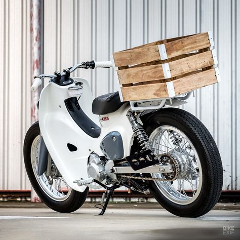 Cargo Cub: A custom Honda Super Cub 110 from K-Speed | Bike EXIF Honda Cycles, Honda S90, Custom Mini Bike, Honda C70, Honda Super Cub, Super Cub, Honda Cub, Motorcycle Aesthetic, Bike Exif