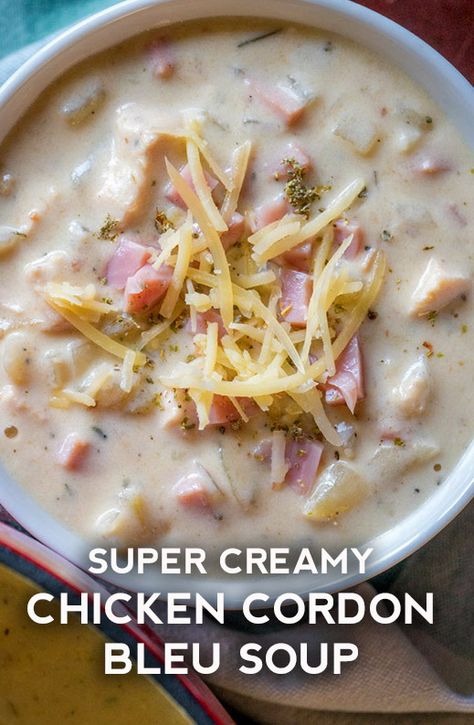 Chicken Cordon Bleu Soup, Creamy Chicken Cordon Bleu, Cordon Bleu Soup, Cozy Winter Dinner, Groceries Budget, Warming Soups, Vegetarian Soup Recipes, Chicken Cordon, Soup Recipes Slow Cooker