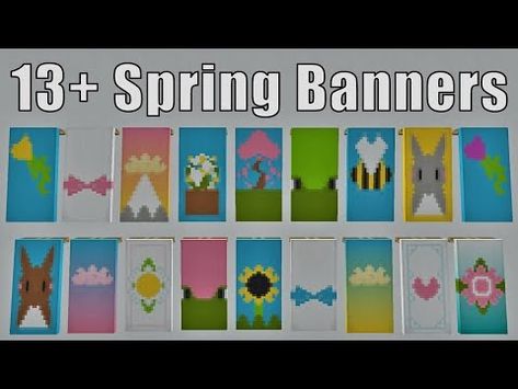 Minecraft Banners 13 Spring and Fantasy Designs | Build Tutorial - YouTube Carrot Banner Minecraft, Minecraft Letter Banner Tutorial, Letter Minecraft Banners, Minecraft Banner Crafting, Youtube Banner Gaming Minecraft, Minecraft Banner Designs, Minecraft Banners, How To Make Banners, Minecraft Designs