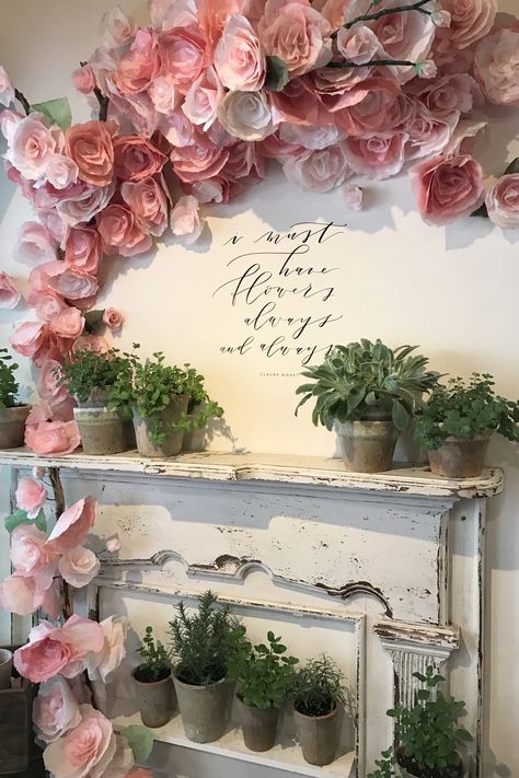 Magnolia Homes Paint, Farmhouse Summer Decor, Magnolia Farms, Creative Wall Decor, Flowers Shop, Magnolia Market, Faux Fireplace, Chip And Joanna Gaines, Paper Flower Wall