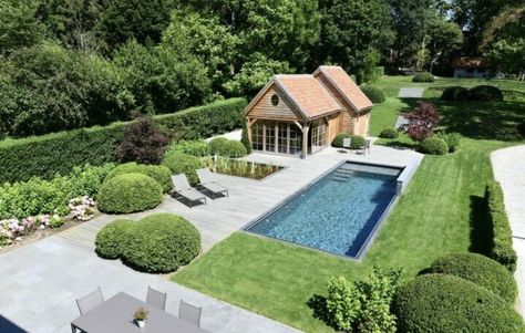 Evergreen Hedge, Garden Lounge, Swimming Pond, Grasses Landscaping, Back Garden, Pool Area, Pool Houses, The Ranch, Backyard Landscaping Designs