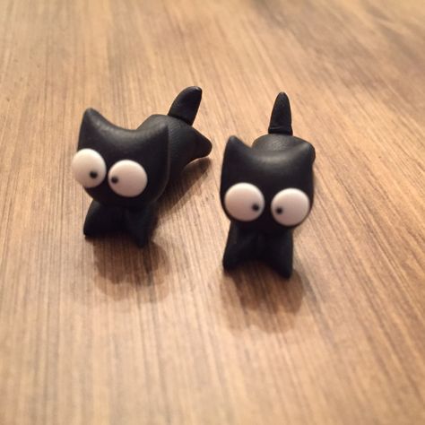 Cute Polymer Clay Black Cat, Through Ear Stud Earrings. Sadly These Adorable Kitties Were Never Worn, I Can Only Wear Tiny Studs. Hoping To Go To A Purrfect Home. Comes In Box. Clay Night Ideas, Model Clay Ideas Easy, Animals To Make With Clay, Date Night Clay Ideas, Fimo Clay Ideas Step By Step, Tiny Air Dry Clay Ideas, Mini Clay Animals Easy, Cute Tiny Clay Ideas, Cute Little Clay Things Ideas