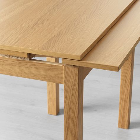 BJURSTA Extendable table - oak veneer - IKEA Ikea Bjursta Table, Bjursta Table, Sliding Table, Extendable Table, Shelf Desk, Table Shelf, Table Shelves, Table 2, Under The Table