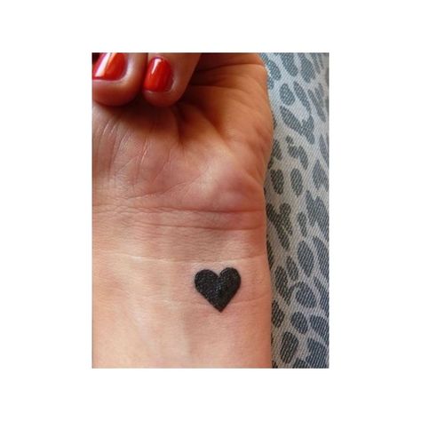 Small Black Heart Tattoo On Wrist ❤ liked on Polyvore featuring tattoos Small Black Heart Tattoo, Heart Tattoo On Wrist, Black Heart Tattoo, Black Heart Tattoos, Tattoo On Wrist, Heart Tattoo Wrist, Finger Tattoo Designs, Tattoo Cover-up, Skin Art