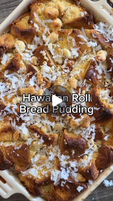 Vince Vasquez on Instagram: "At Casa Tastebud, we always have some @kingshawaiian around the house. In those rare occasions when we have leftover rolls, this delicious Hawaiian roll bread pudding is the way to go. Super simple and easy, all you need is a pack of King’s Hawaiian Original Hawaiian Sweet Rolls (plus a little more) and about an hour to assemble a decadent dessert that’s best enjoyed hot out the oven.

1 pack King’s Hawaiian Original Hawaiian Sweet Rolls
2 tbsp melted butter
4 eggs
2 cups milk
1/2 cup granulated sugar 3 tbsp honey
1 tsp cinnamon
1 pinch nutmeg
1 tsp vanilla
1/2 cup chopped macadamia nuts
Sweetened coconut flakes for topping
Ice cream of your choice for a la mode (I went with ube)

1. Slice rolls into small pieces and spread evenly throughout greased baking dish Hawaiian Bread Pudding Recipe, Hawaiian Bread Pudding, Leftover Rolls, Hawaiian Roll, Cinnamon Roll Casserole, Hawaiian Sweet Rolls, Rare Occasions, Bread Pudding Recipe, Hawaiian Rolls