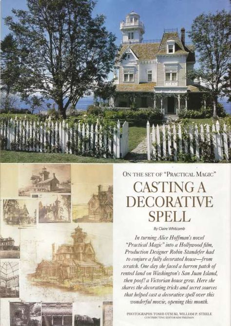 Practical Magic Movie, Practical Magic House, Victoria Magazine, Magic House, San Juan Island, Hus Inspiration, Practical Magic, Picket Fence, Victorian Homes