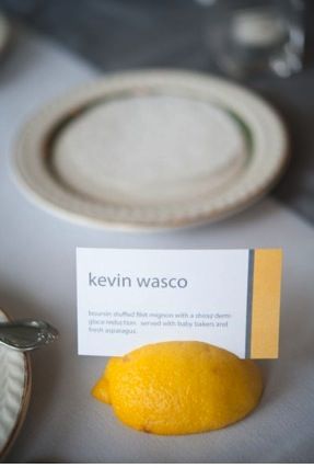 lemon place card holder Lemon Themed Wedding, Food Cart Design, Wedding Crafts Diy, Dinner Themes, Wisconsin Wedding, Lemonade Stand, Couple Shower, Food Labels, Wedding Shots