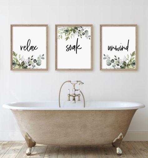 Relax Signs Wall Art, Art Work For Bathrooms Master Bath, Master Bath Wall Art, Greenery Wall Bathroom, Greenery In Bathroom, Bathroom Decor Paintings & Prints, Bathroom Wall Art Elegant, Bathroom Pictures Wall Art, Bathroom Pictures Wall Art Ideas