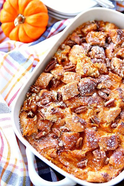 Pumpkin Croissant Bake Breakfast Recipe - Happy-Go-Lucky Pumpkin Breakfast Bake, Rum Bread Pudding, Cranberry Bread Pudding, Croissant Bake, Pumpkin Spice Cream, Pumpkin Breakfast, Baked Breakfast Recipes, Overnight Breakfast, Croissant Breakfast