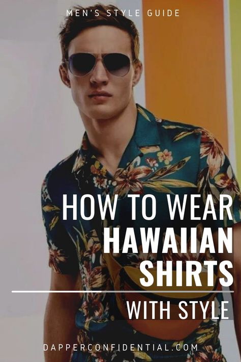 How do you wear a Hawaiian print shirt without looking like a novelty item? In the article we discuss its revival and how to look undeniably stylish in one. Read it now. Mens Workout Outfits, Mens Casual Wear, Surfer Boys, Business Casual Wear, Hawaiian Print Shirts, Streetwear For Men, Smart Casual Wear, Workout Style, Mens Style Guide