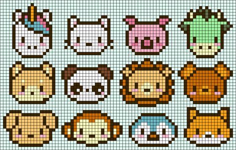 Alpha pattern #91684 | BraceletBook Fuse Bead Patterns Animals, Rave Beads, Pixel Art Animals, Loom Designs, Easy Perler Beads Ideas, Tiny Cross Stitch, Easy Pixel Art, Hama Beads Design, Pixel Drawing