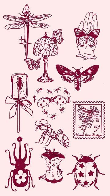 Critter Tattoo Sleeve, Calico Critters Tattoo, Calico Critter Tattoo, Critter Tattoo, Small Flash Tattoo Ideas, Bug Tattoo Ideas, Tattoo Ideas Drawings, Kira Cyan, Funky Tattoos