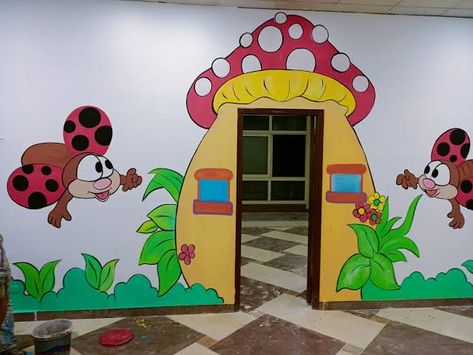 School Wall Painting Ideas Classroom, Kindergarten Wall Painting, Classroom Walls Paint, School Wall Art Ideas, School Wall Decoration, Cartoon Wall Painting, Preschool Classroom Decor, Wall Art Diy Paint, Kids Room Paint