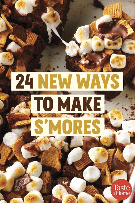 24 Fun Ways to Make S'mores S’mores Alternative, S’mores Variations, S’mores Themed Desserts, S’mores Ideas, Savory Smores, Cookies And Bars, Campfire Snacks, Entertaining Desserts, Pantry Recipes