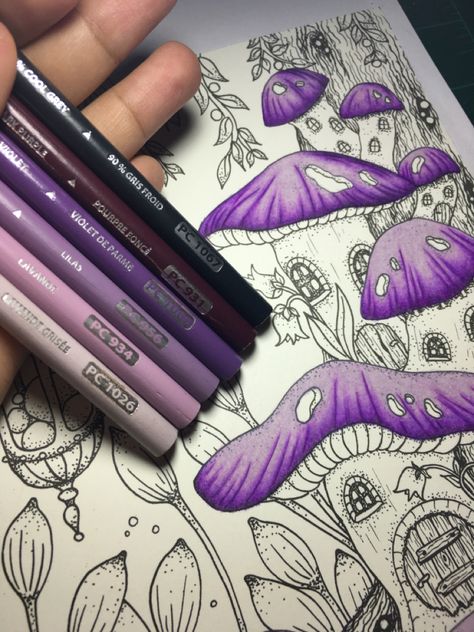 Prismacolor Pencils Combinations, Prismacolor Purple Combinations, Coloring Leaves With Prismacolor, Colormorphia Kerby Rosanes, Colourmorphia Coloring Book, Colored Pencil Lessons, Kerby Rosanes Coloring Pages Finished Mythomorphia, Colored Pencil Art Projects, Pencil Inspiration