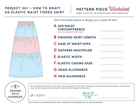 Project 001: How to Draft an Elastic Waist Tiered Skirt 3 Tiered Skirt Pattern, Cheap Gathered Tiered Skirt, Sew Tiered Skirt, Tiered Skirt Sewing Pattern, Tier Skirt Pattern, Tiered Maxi Skirt Sewing Pattern, Non-stretch Cotton Tiered Skirt, Tiered Skirt Pattern, Ankle Length Skirt