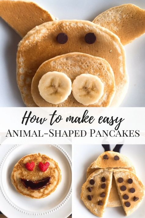 How to make easy, animal-shaped pancakes. Here is our family's favorite recipe for Vanilla Pancakes. Perfect for breakfast or dinner! With an extra 2 minutes, you can make pig, ladybug, and emoji pancakes for family fun. #PediaSure #Sidekicks #ForPickyEaters Fun Kid Breakfast, Pancakes For Kids, Shaped Pancakes, Fun Pancakes, Vanilla Pancakes, Kids Pancakes, Pancake Shapes, Toddler Breakfast, Pancake Art