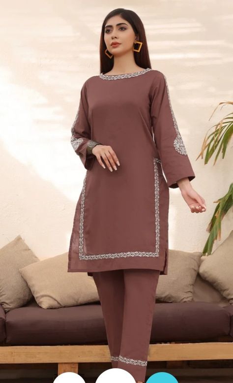 Plane Clothes, Cotton Embroidery Dress, Embroidery Dress Boho, Braid Dress, Ramadan Collection, Desi Dress, Embroidery Dresses, Straight Kurti, Embroidery Boutique