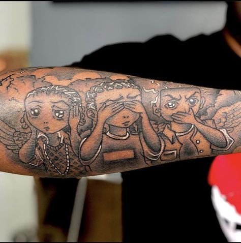 See No Hear No Speak No Tattoo Women, See No Evil Hear No Evil Tattoo, Hear No Evil See No Evil Speak No Evil Tattoo, See No Hear No Speak No Tattoo, See No Evil Speak No Evil Tattoo, Boondocks Tattoo Designs, Speak No Evil Tattoo, Boondocks Tattoo, See No Evil Tattoo