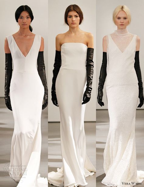 Black & white... Vera Wang Bridal, Black And White Gown, Long Leather Gloves, Vera Wang Wedding, Wedding Dresses Vera Wang, Wedding Dresses 2014, Fashion Week Spring 2014, Silk Wedding Dress, Wedding Gloves