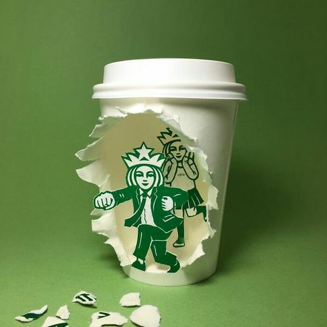 Starbucks Cup Drawing, Starbucks Illustration, Starbucks Funny, Copo Starbucks, Starbucks Wallpaper, Starbucks Art, Starbucks Cup Art, Interesting Drawings, Coffee Cup Art