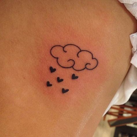 23 Cute Cloud Tattoo Designs and Ideas | Page 2 of 2 | StayGlam Cloud Raining Hearts Tattoo, Rainy Cloud Tattoo, Cute Cloud Tattoo, Small Cloud Tattoo, Raining Hearts, Cloud Tattoo Design, Rain Tattoo, Hearts Tattoo, Cute Cloud