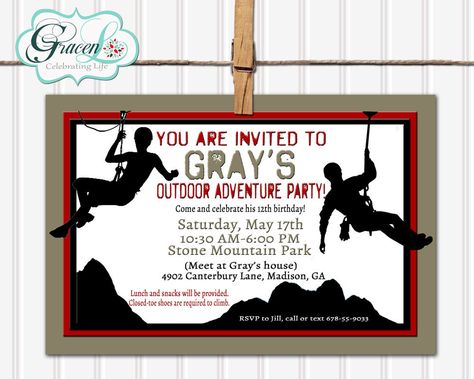 Get Rock Climbing Birthday Party Invitations Rock Climbing Birthday Party Invitations, Rock Climbing Birthday Party, Climbing Birthday Party, Rock Climbing Birthday, Climbing Party, Rock Climbing Party, Drawing Pictures For Kids, Mickey Mouse Birthday Invitations, Adventure Party