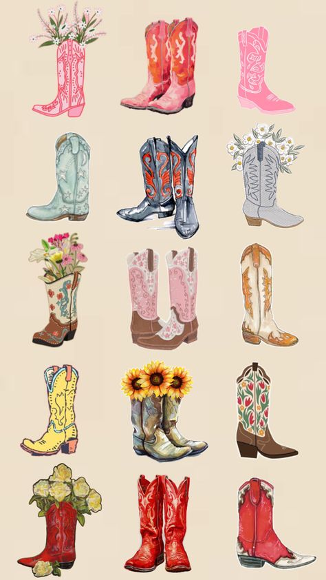 #boots #cowboyboots #cowgirlboots #ranch #farm #collage #aesthetic #red #brown #yellow #green #pink #white #pretty #shoes #flowers #bootsandflowers #roses #sunflowers #wallpaper #iphonewallpaper #phonewallpaper #background Ffa Wallpaper Aesthetic, Cowgirl Phone Wallpaper, Western Backgrounds, Glam Cowgirl, Country Pictures, Cowboy Nails, Shoes Flowers, Western Wallpaper, Cowboy Tattoos