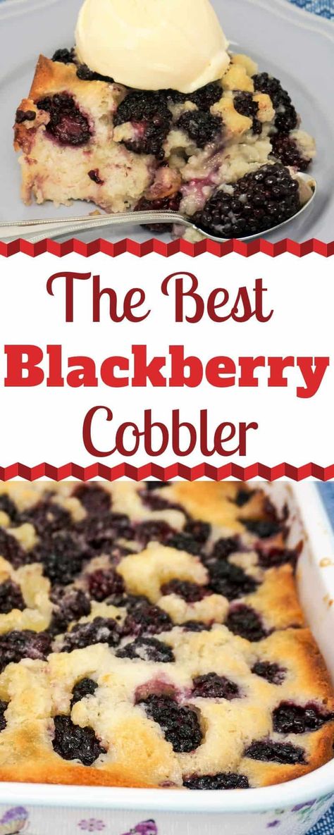 Blackberry Cobbler is the perfect summer dessert for your next BBQ. The tart blackberries are a delicious compliment to the sweet and buttery cobbler with a hint of almond. | Blackberry Cobbler with Fresh Blackberries | The Best Blackberry Cobbler | Easy Blackberry Cobbler | Black Berry | Blackberry Desserts | #Blackberry #Cobbler #Recipes #TheBest Cobbler Strawberry, Southern Blackberry Cobbler, Black Raspberry Recipes, Easy Blackberry Cobbler, Raspberry Cobbler, Berry Cobbler Recipes, Blackberry Dessert, Blackberry Cobbler Recipe, Cobbler Easy