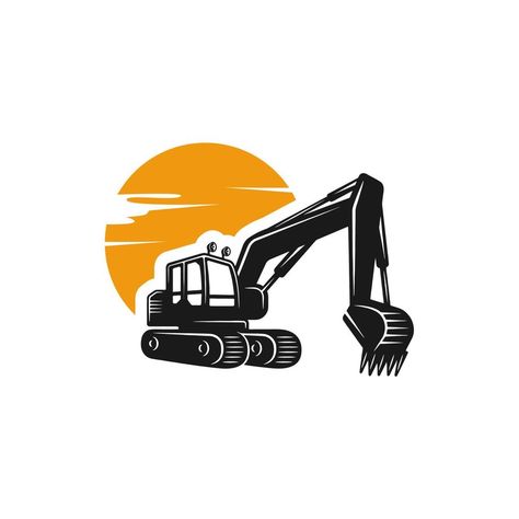 Excavator logo template vector. Heavy equipment logo vector for construction company. Creative excavator illustration for logo template. Heavy Equipment Logo, Excavator Illustration, Construction Illustration, Excavator Logo, Western Prints, Heavy Construction Equipment, Construction Equipment, Free Vectors, Construction Company