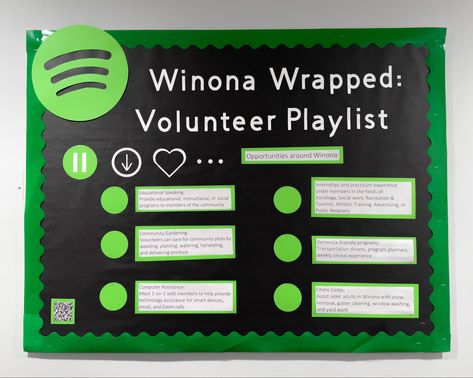 Spotify Bulletin Board, December Bulletin Boards, Ra Bulletins, Ra Bulletin Boards, Spotify Wrapped, Washing Windows, Cleaning Gutters, Athletic Training, Zoom Call