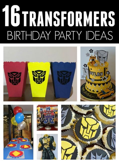 16 Cool Transformers Birthday Party Ideas on Pretty My Party #prettymyparty #transformers #transformerspartyideas #transformersbirthdayparty #transformersthemedparty #optimusprime #autobots Transformers Decorations Party, Transformers Birthday Activities, Autobots Birthday Party, Transformers Birthday Decorations Diy, Diy Transformers Party Ideas, Transformer Theme Birthday Party, Transformer Party Ideas, Transformers Birthday Ideas, Trans4mer Birthday