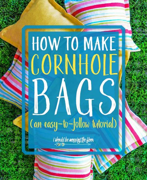 How to Make Cornhole Bags | Make your own fun and colorful DIY regulation cornhole bags with this simple tutorial. Diy Cornhole Bags, Corn Hole Bags, Regulation Cornhole Bags, Diy Totem, Diy Cornhole Boards, Cornhole Boards Designs, Diy Yard Games, Corn Hole Diy, Cornhole Designs