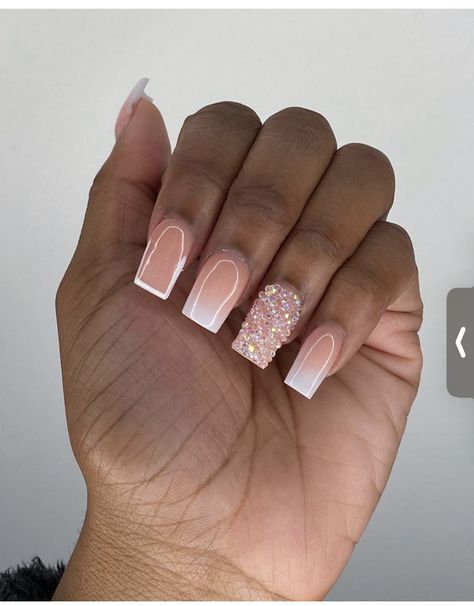 Baby Boomer Nails Short Square, Short Acrylic Press On Nails, Ombre Nails Square Short, Short Square Acrylic Nails Summer 2024, Short Press On Nail Designs, Acrylic Ombre Nail Designs, Pretty Ombre Nails, Working Nails, Drippy Nails